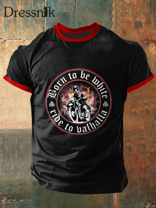 Männer geboren um weiße Fahrt zu Bal halla Print Vintage Mode Kurzarm T-Shirt Schwarz / S