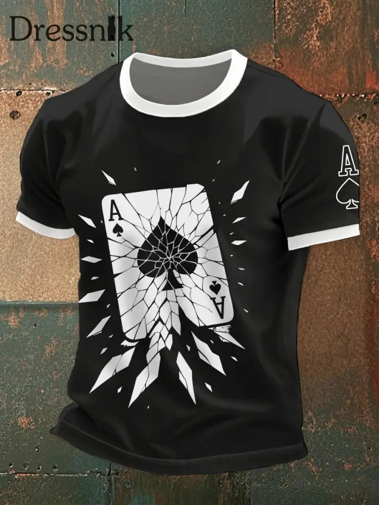 Männer geknackte Ass von Pik T-Shirts Schwarz / S