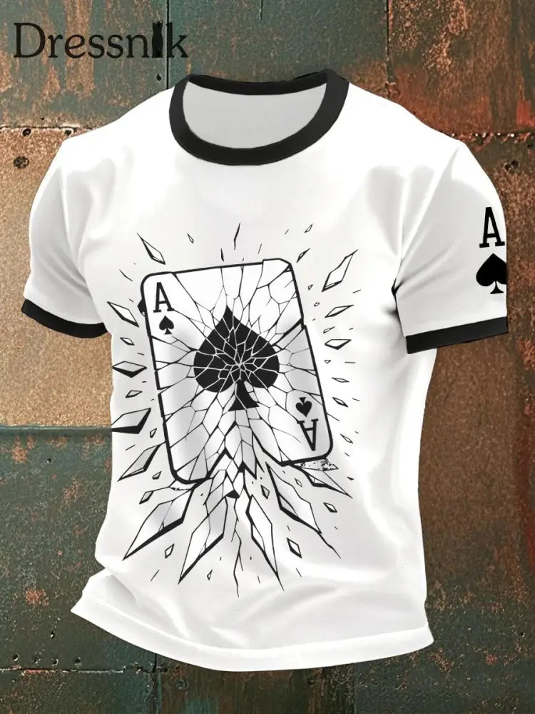 Männer geknackte Ass von Pik T-Shirts Weiß / S