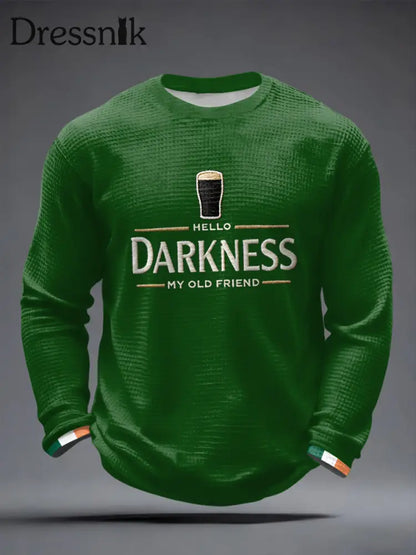 Männer Hallo Dunkelheit Mein alter Freund Waffel Langarm T-Shirt Grün / S