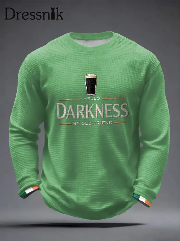 Männer Hallo Dunkelheit Mein alter Freund Waffel Langarm T-Shirt Hellgrün / S