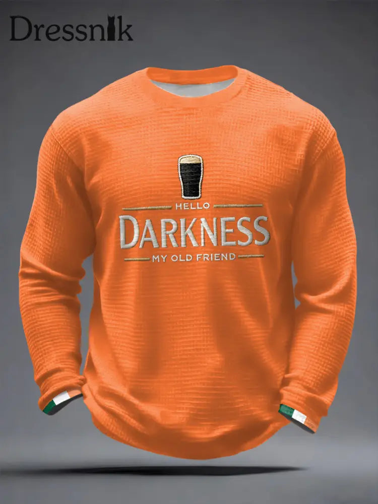 Männer Hallo Dunkelheit Mein alter Freund Waffel Langarm T-Shirt Orange / S