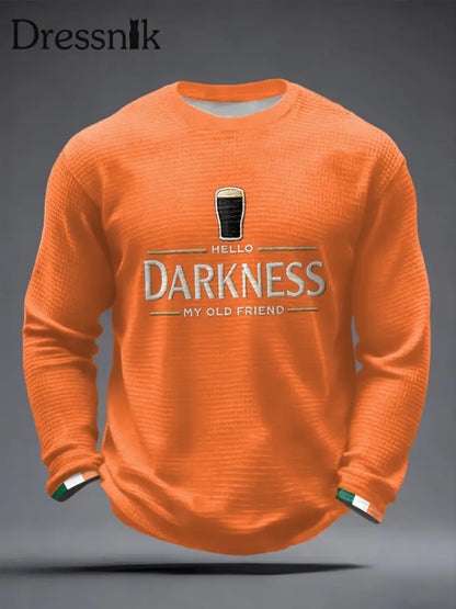 Männer Hallo Dunkelheit Mein alter Freund Waffel Langarm T-Shirt Orange / S