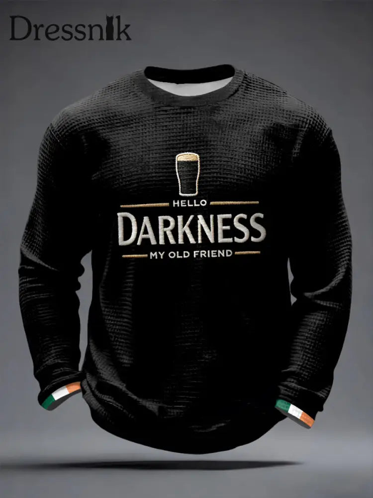 Männer Hallo Dunkelheit Mein alter Freund Waffel Langarm T-Shirt Schwarz / S
