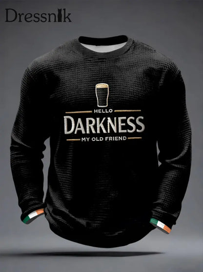 Männer Hallo Dunkelheit Mein alter Freund Waffel Langarm T-Shirt Schwarz / S