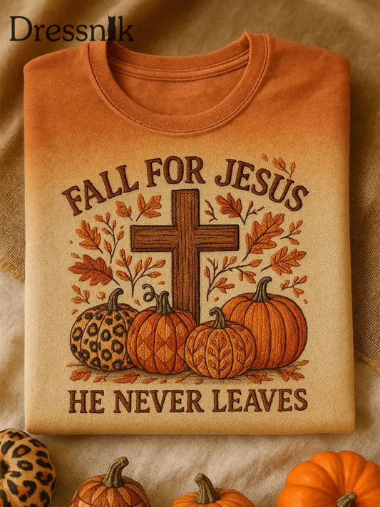 Männer Herbst für Jesus Er verlässt nie kurze Ärmel T-Shirt als bild / S