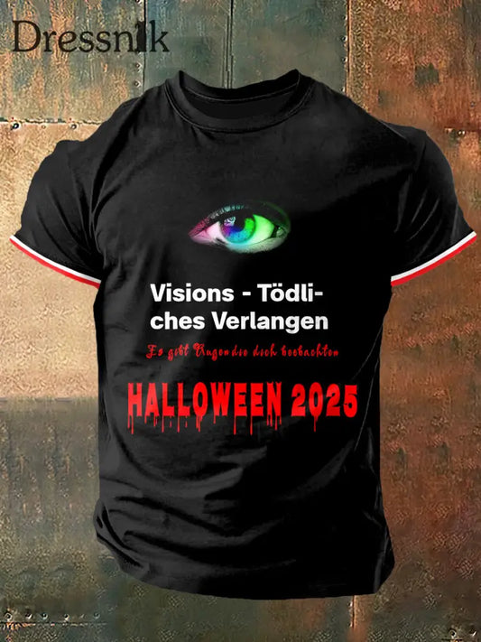 Männer Horror Visionen Print Vintage Mode Kurzarm T-Shirt Schwarz / S