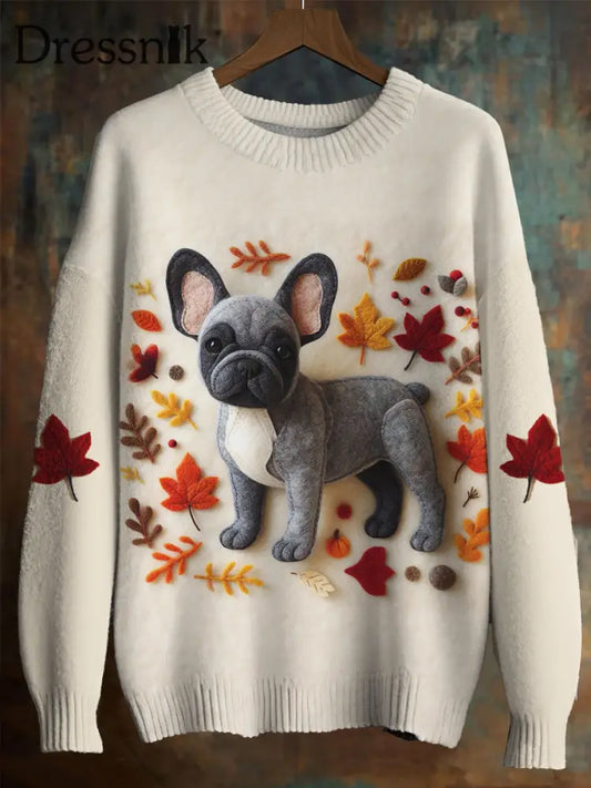 Männer Hund Ahornblatt Imitation Pullover Aprikose / S