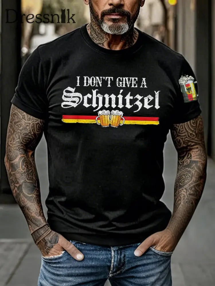 Männer I Don’t Give A Schnitzel Print T-Shirt Schwarz / S