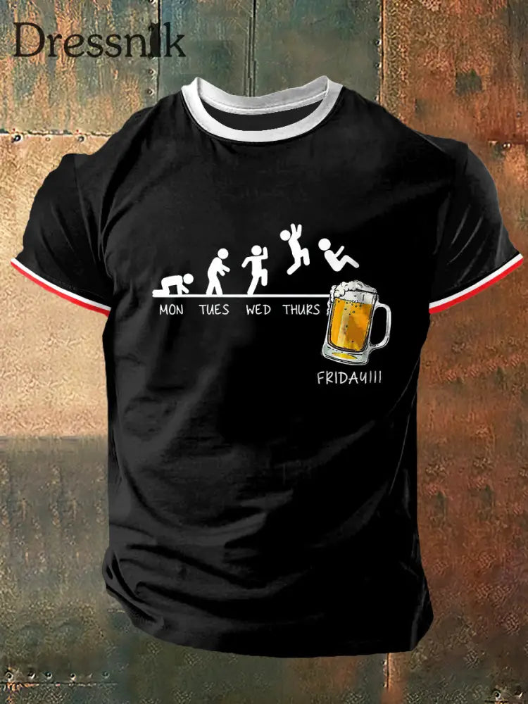 Männer Ich liebe Bier Print Vintage Mode Kurzarm T-Shirt Schwarz / S