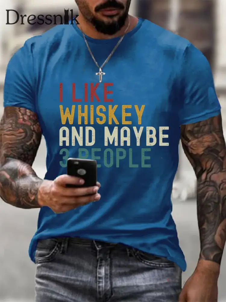 Männer Ich mag Whisky und vielleicht 3 Leute Kurzarm T-Shirt Blau / S