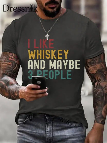 Männer Ich mag Whisky und vielleicht 3 Leute Kurzarm T-Shirt Dunkelgrau / S