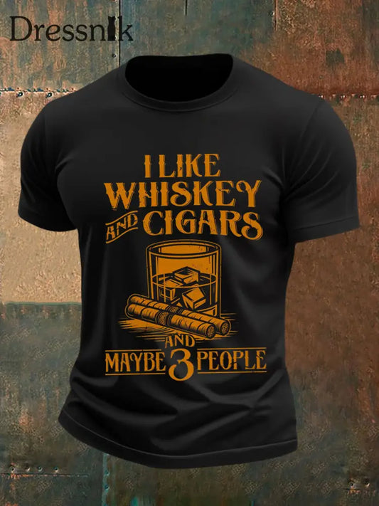 Männer Ich mag Whisky und Zigarren und vielleicht 3 Leute kurz ärmel iges T-Shirt Schwarz / S