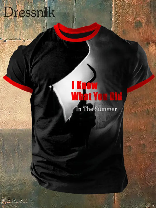 Männer Ich weiß was Sie gedruckt haben Vintage Mode Kurzarm T-Shirt Schwarz / S