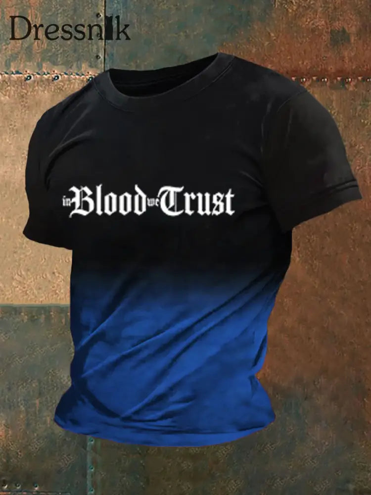 Männer im Blut vertrauen wir Kurzarm T-Shirt Blau / S
