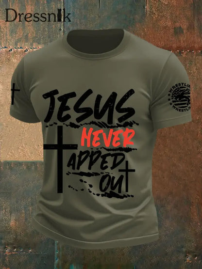 Männer Jesus hat nie Wrestling-T-Shirts gekloppt Armee grün / S