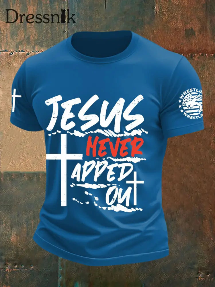 Männer Jesus hat nie Wrestling-T-Shirts gekloppt Blau / S