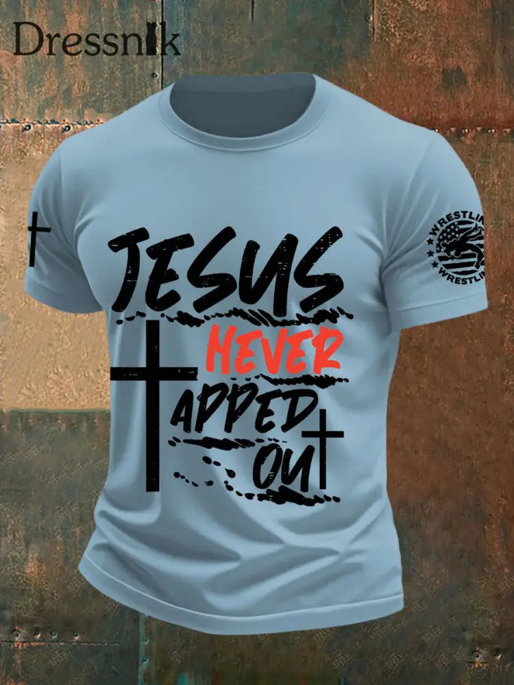 Männer Jesus hat nie Wrestling-T-Shirts gekloppt Himmelblau / S