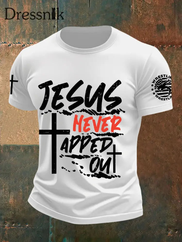Männer Jesus hat nie Wrestling-T-Shirts gekloppt Weiß / S