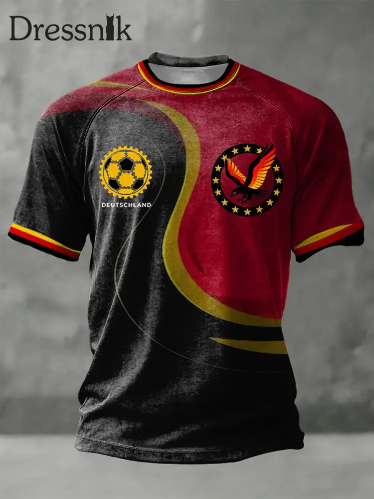 Männer kühnes Fußball & Adler Emblem Deutschland T-Shirt mehrfarbig / S