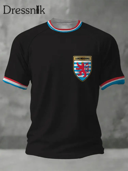 Männer kühnes schwarzes Luxemburger Löwen wappen Emblem T-Shirt mehrfarbig / S