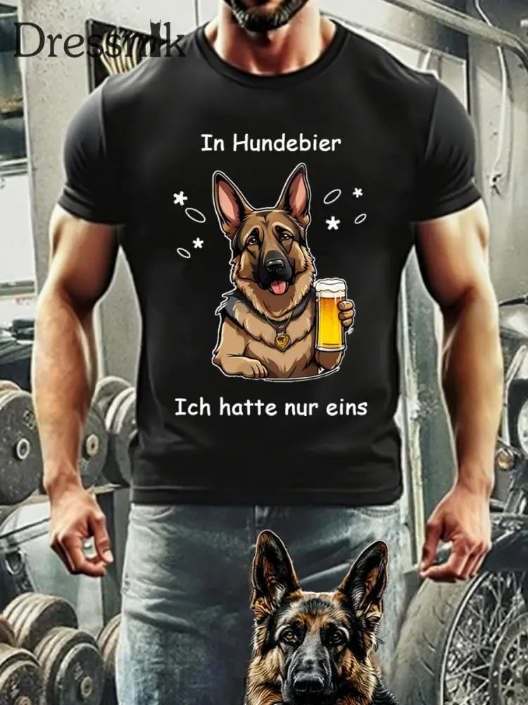 Männer lustig in Hunde biere Ich hatte nur ein lässiges T-Shirt Schwarz / S