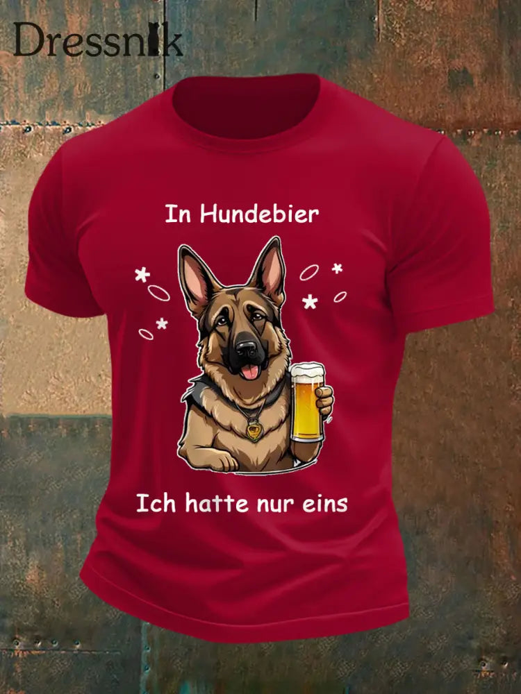 Männer lustig in Hunde biere Ich hatte nur ein lässiges T-Shirt Tiefrot / S