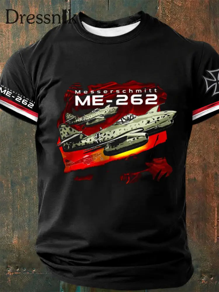 Männer ME-262 bedrucktes Kurzarm-T-Shirt Schwarz / S