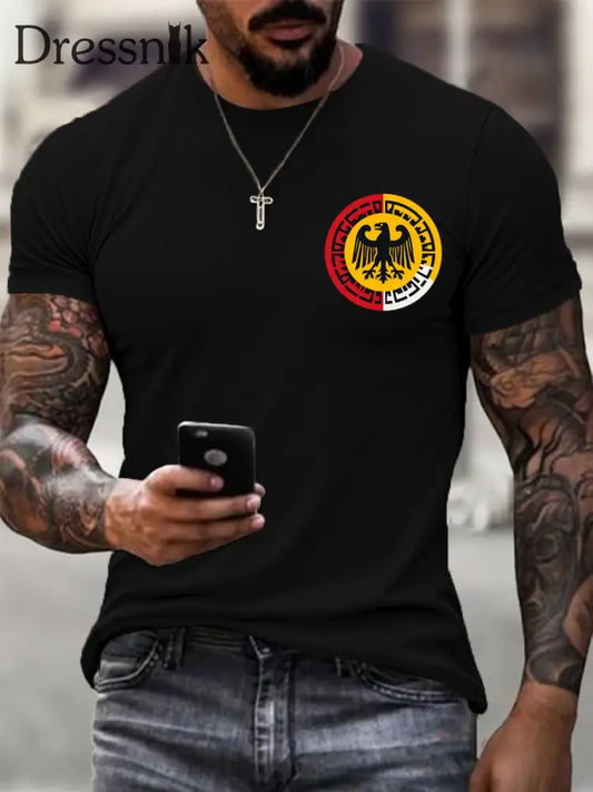 Männer Minimalist Deutschland Adler Print T - Shirt mehrfarbig / S