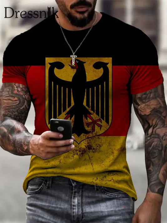 Männer mutige Deutschland Flagge Adler Print T - Shirt mehrfarbig / S