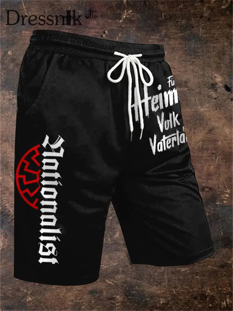 Männer Nationalist für Heimat Volk und Vaterland Print Shorts Schwarz / S