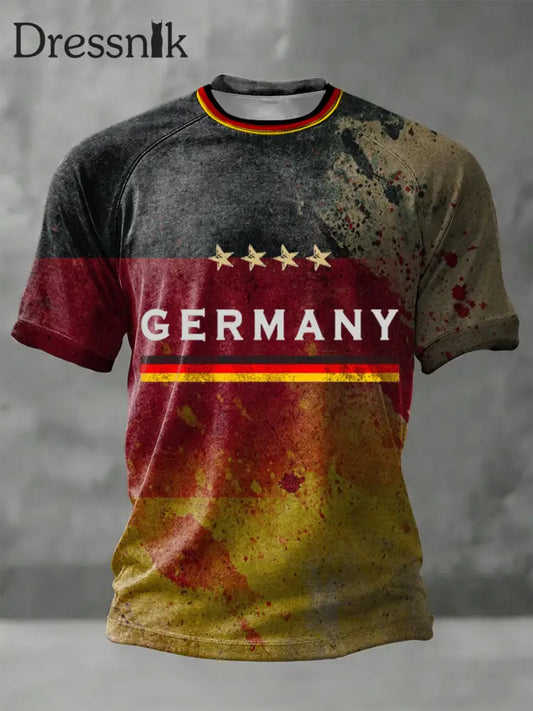 Männer notleidende Deutschland Flagge & Typografie T-Shirt mehrfarbig / S