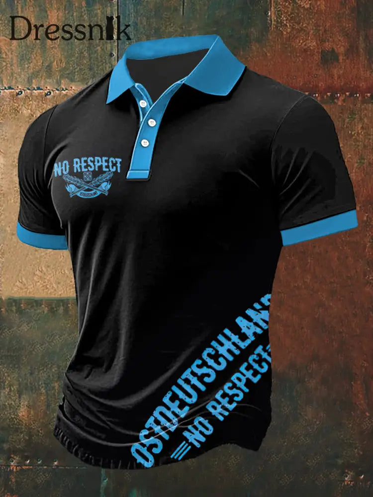 Männer ohne Respekt Druck Polo Hals Kurzarm T-Shirt Schwarz / S