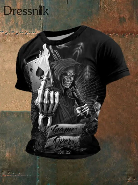 Männer Poker Schädel lässig T-Shirt Schwarz / S