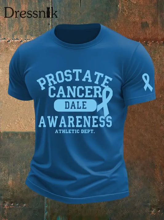Männer Prostata krebs Bewusstsein Print Casual T Shirt Blau / S