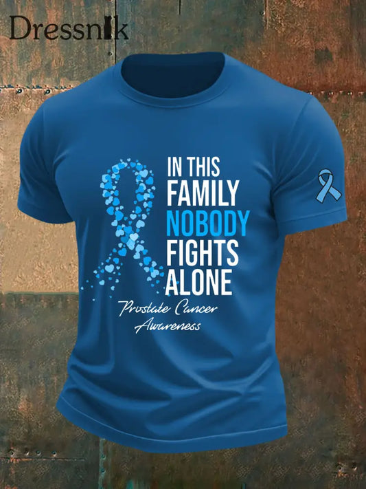 Männer Prostata krebs Bewusstsein Print Casual T Shirt Blau / S