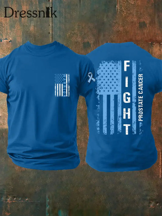 Männer Prostata krebs Bewusstsein Print Casual T Shirt Blau / S