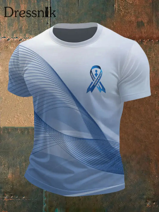 Männer Prostata krebs Bewusstsein Print Casual T Shirt Blau / S