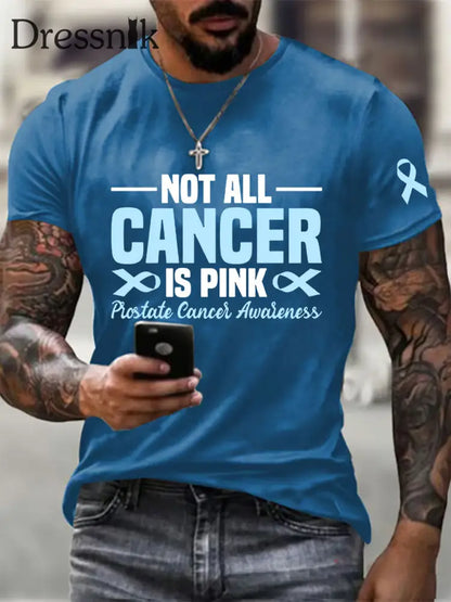 Männer Prostata krebs Bewusstsein Print Casual T Shirt Blau / S