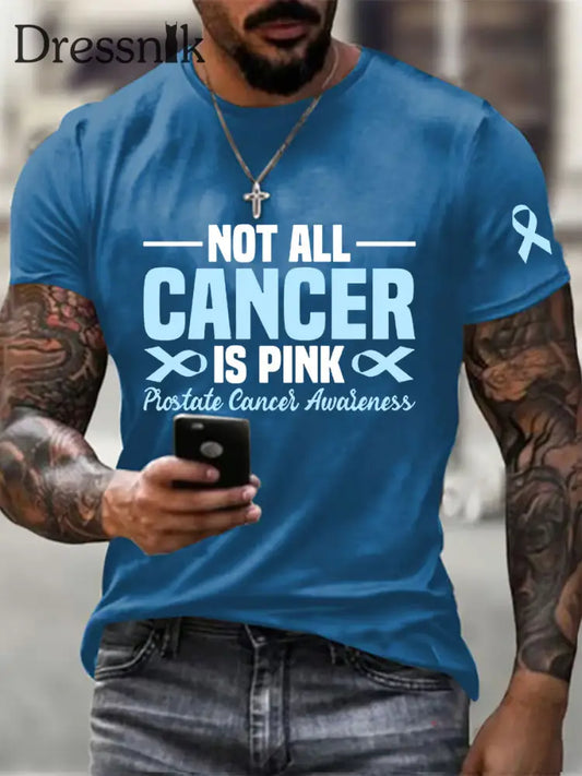 Männer Prostata krebs Bewusstsein Print Casual T Shirt Blau / S