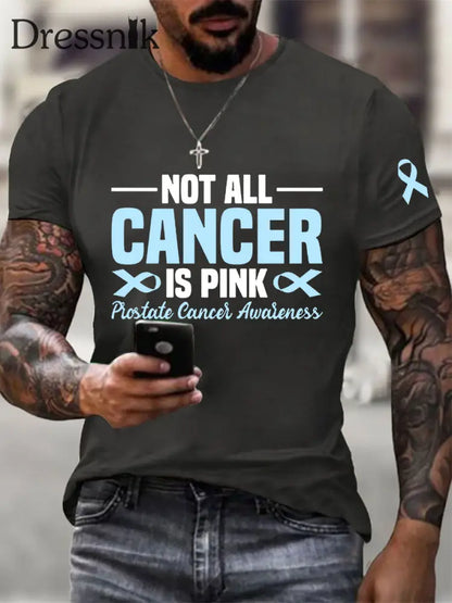 Männer Prostata krebs Bewusstsein Print Casual T Shirt Dunkelgrau / S