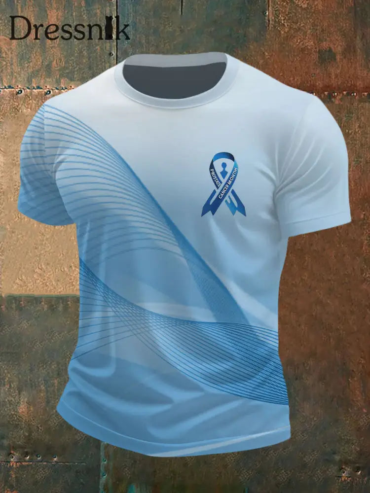 Männer Prostata krebs Bewusstsein Print Casual T Shirt Hellblau / S