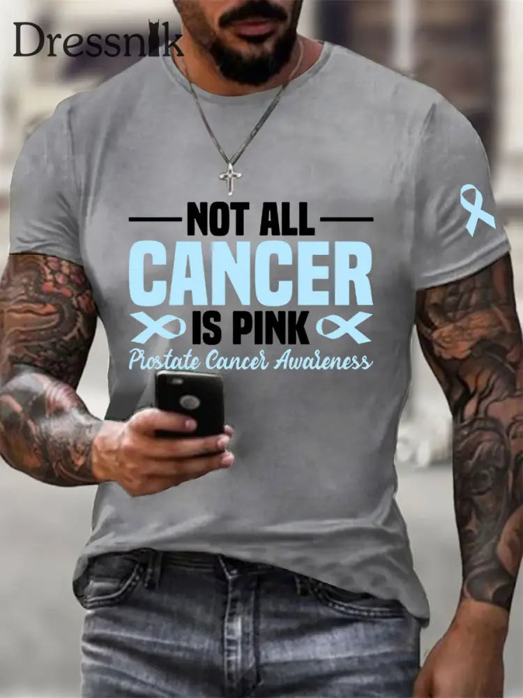 Männer Prostata krebs Bewusstsein Print Casual T Shirt Hellgrau / S
