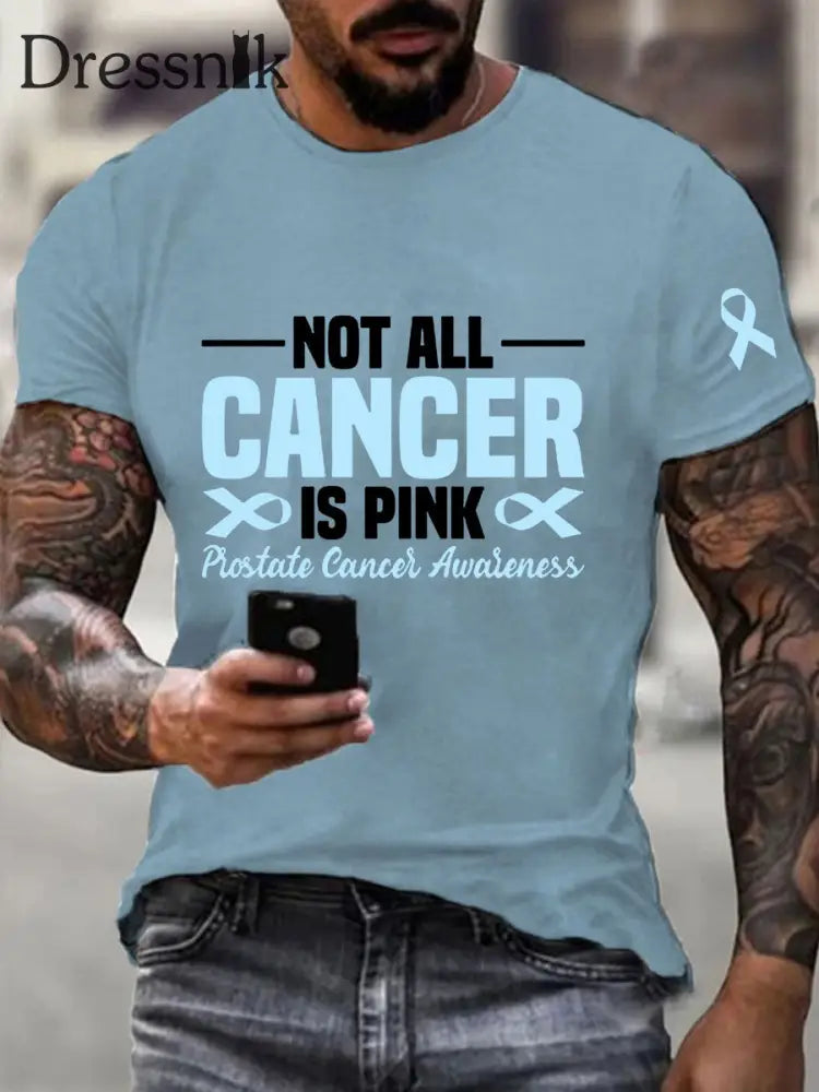 Männer Prostata krebs Bewusstsein Print Casual T Shirt Himmelblau / S