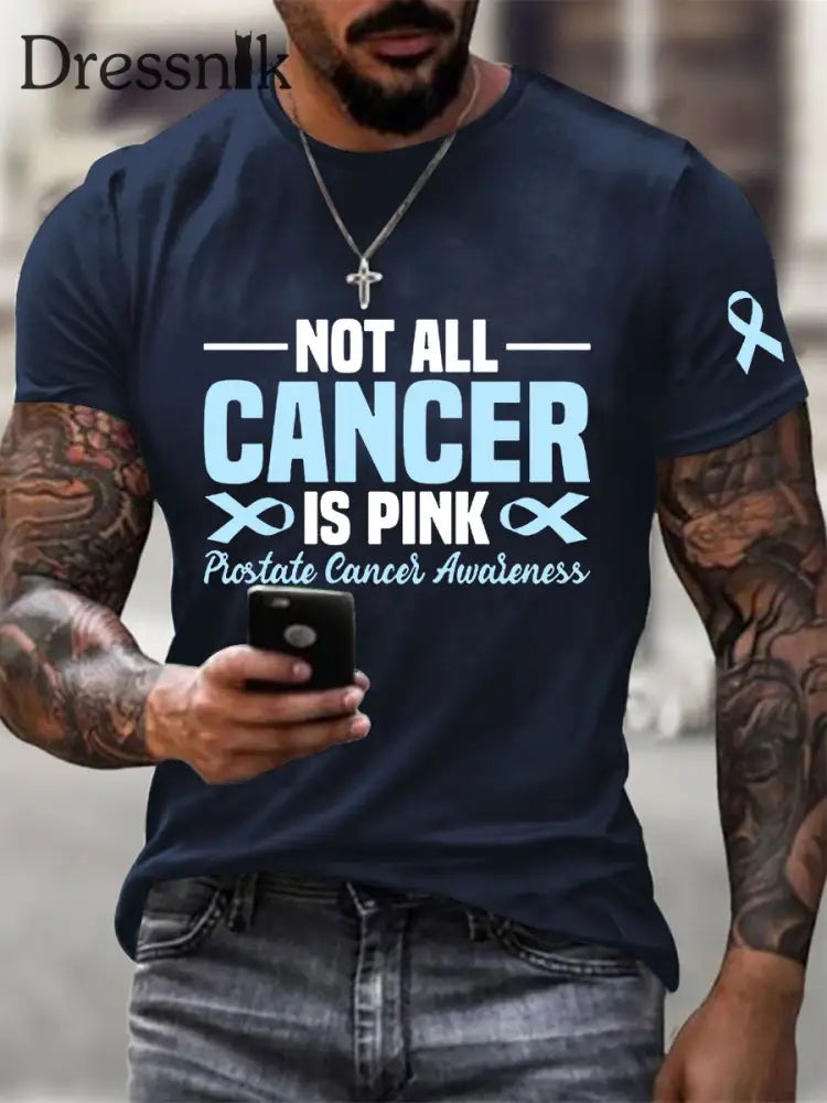 Männer Prostata krebs Bewusstsein Print Casual T Shirt Marineblau / S