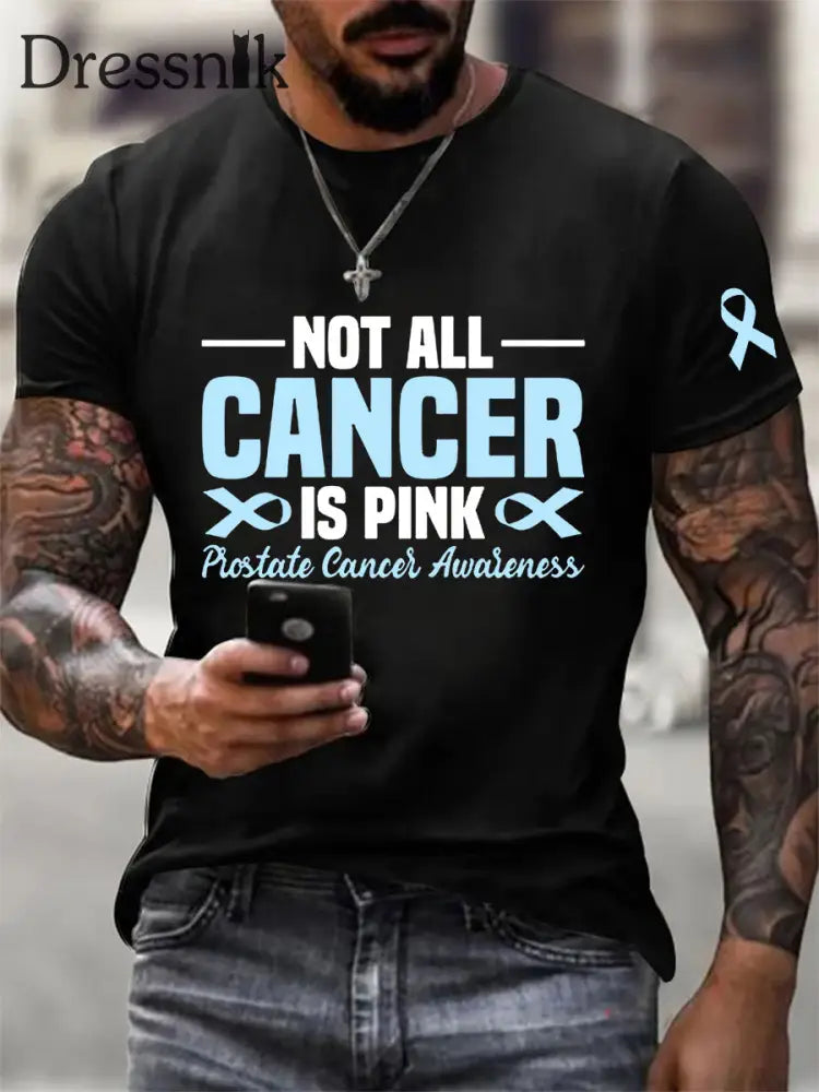 Männer Prostata krebs Bewusstsein Print Casual T Shirt Schwarz / S