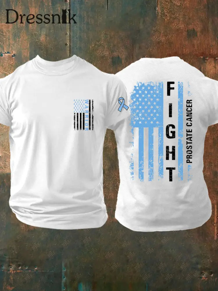 Männer Prostata krebs Bewusstsein Print Casual T Shirt Weiß / S