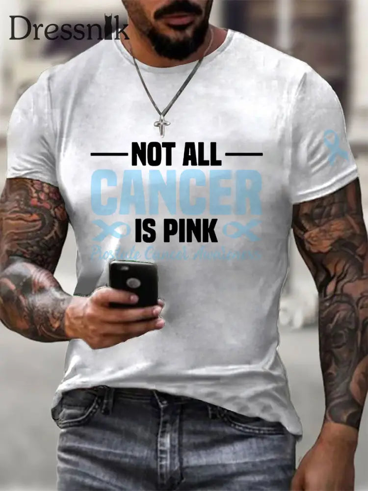 Männer Prostata krebs Bewusstsein Print Casual T Shirt Weiß / S
