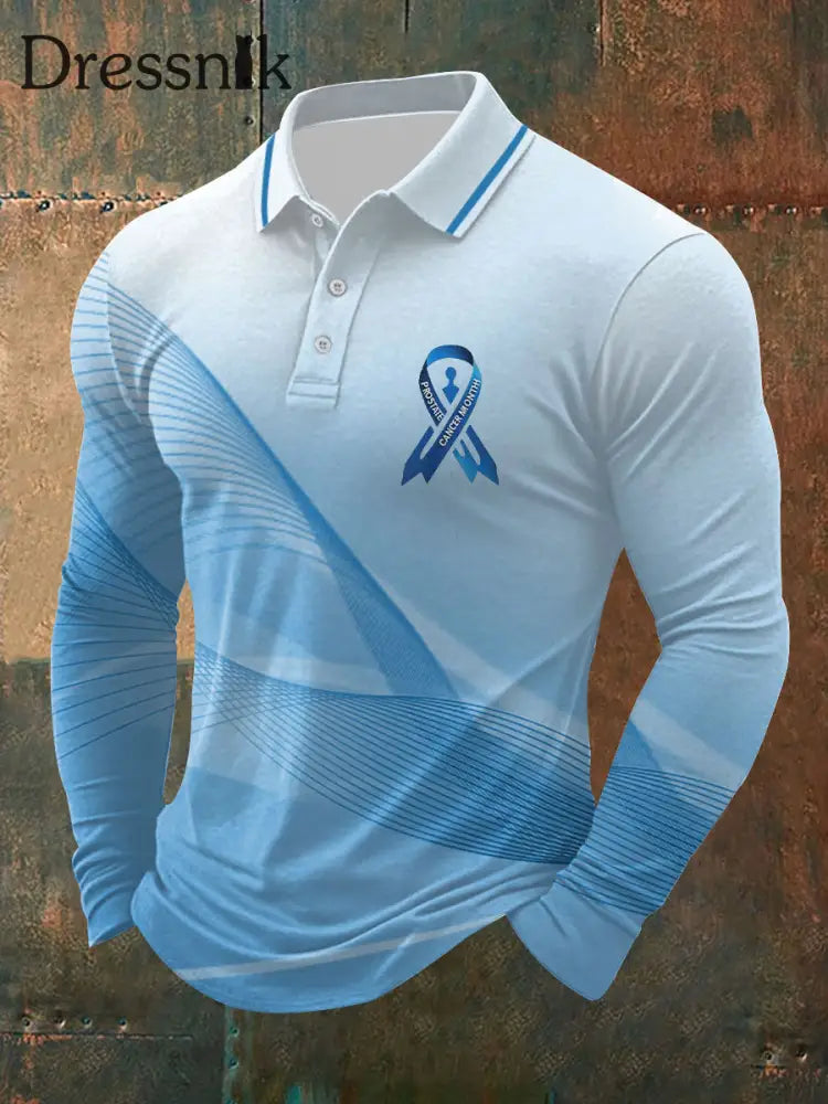 Männer Prostata krebs Bewusstsein Print Casual Top Hellblau / S
