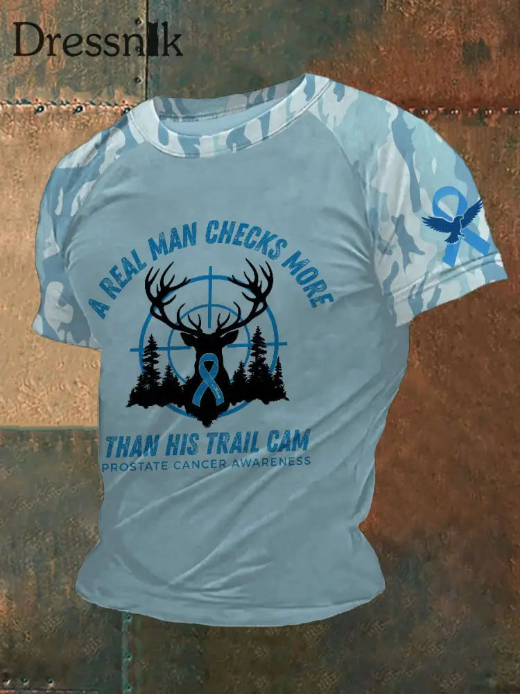 Männer Prostata krebs Bewusstsein Print T Shirt Hellblau / S